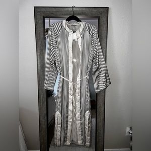 LONG SILKY STRIPPED DRESS